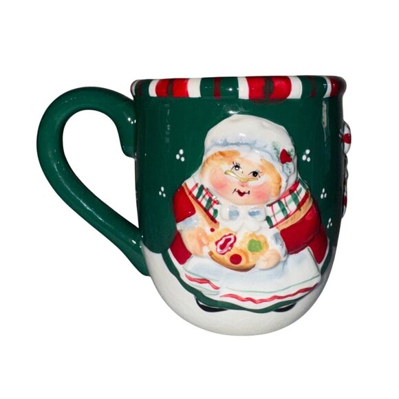Handcrafted Fitz & Floyd Christmas Mug Featuring Mrs. Claus - Picture 1 of 5